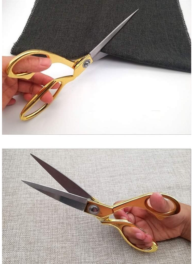 Sharp Tailor Scissors 24 cm – Professional Heavy Duty Stainless Steel Fabric and Leather Shears for Dressmaking, Sewing, Crafting, Household, and Kitchen, Ergonomic and Durable - Gold - Image 4